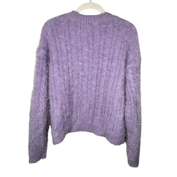 Major Label Group Purple Y2K Fuzzy Crewneck Pullover Knit Sweater Women's Small - Picture 2 of 5